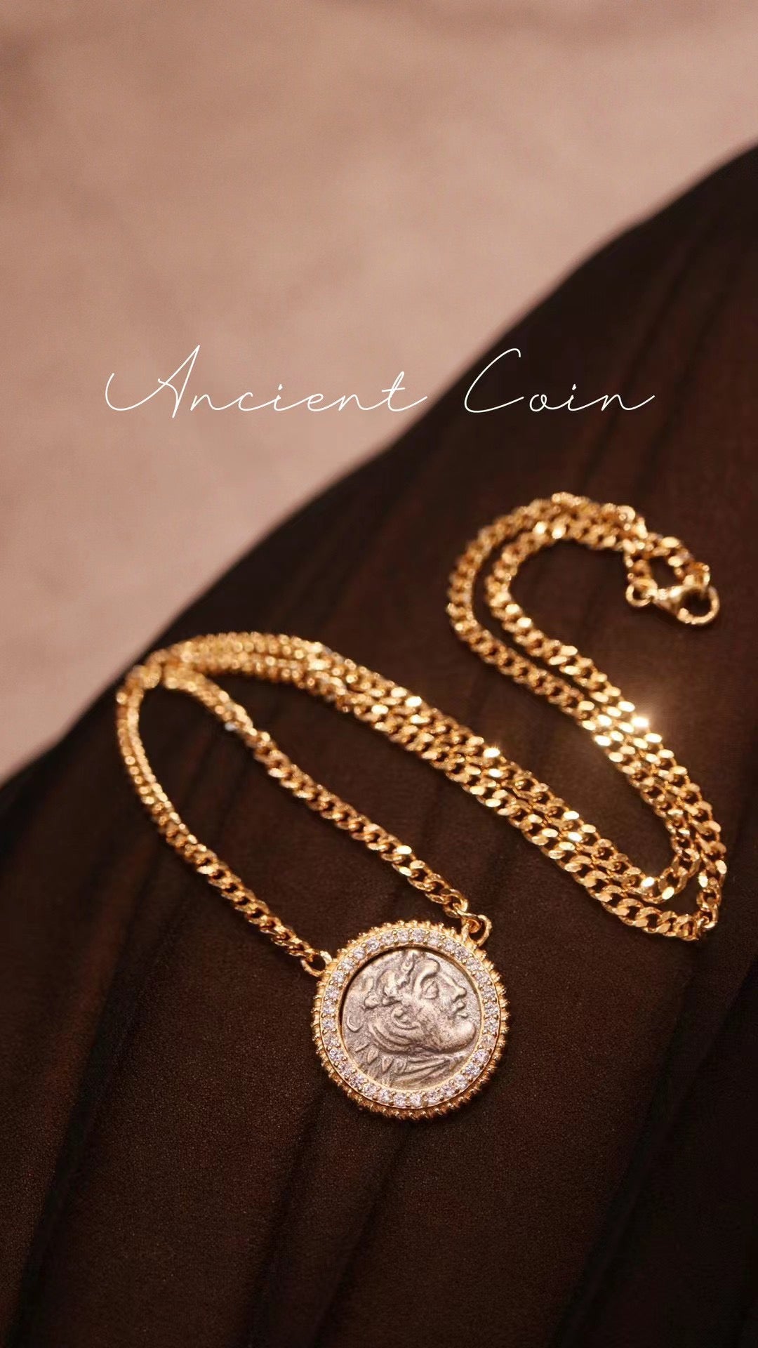 (N17) 925 Silver Necklace Ancient Coin Style $59
