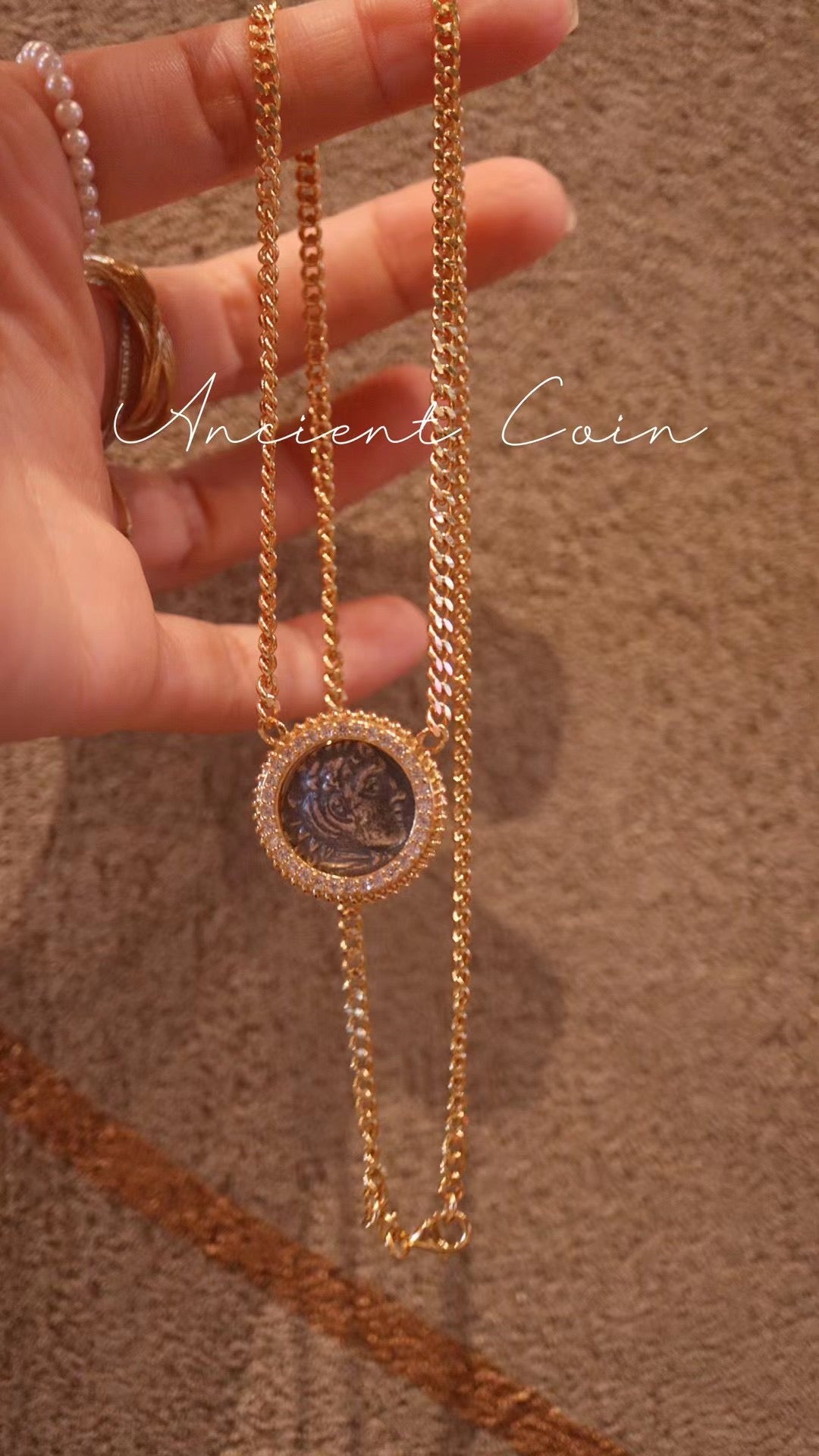 (N17) 925 Silver Necklace Ancient Coin Style $59