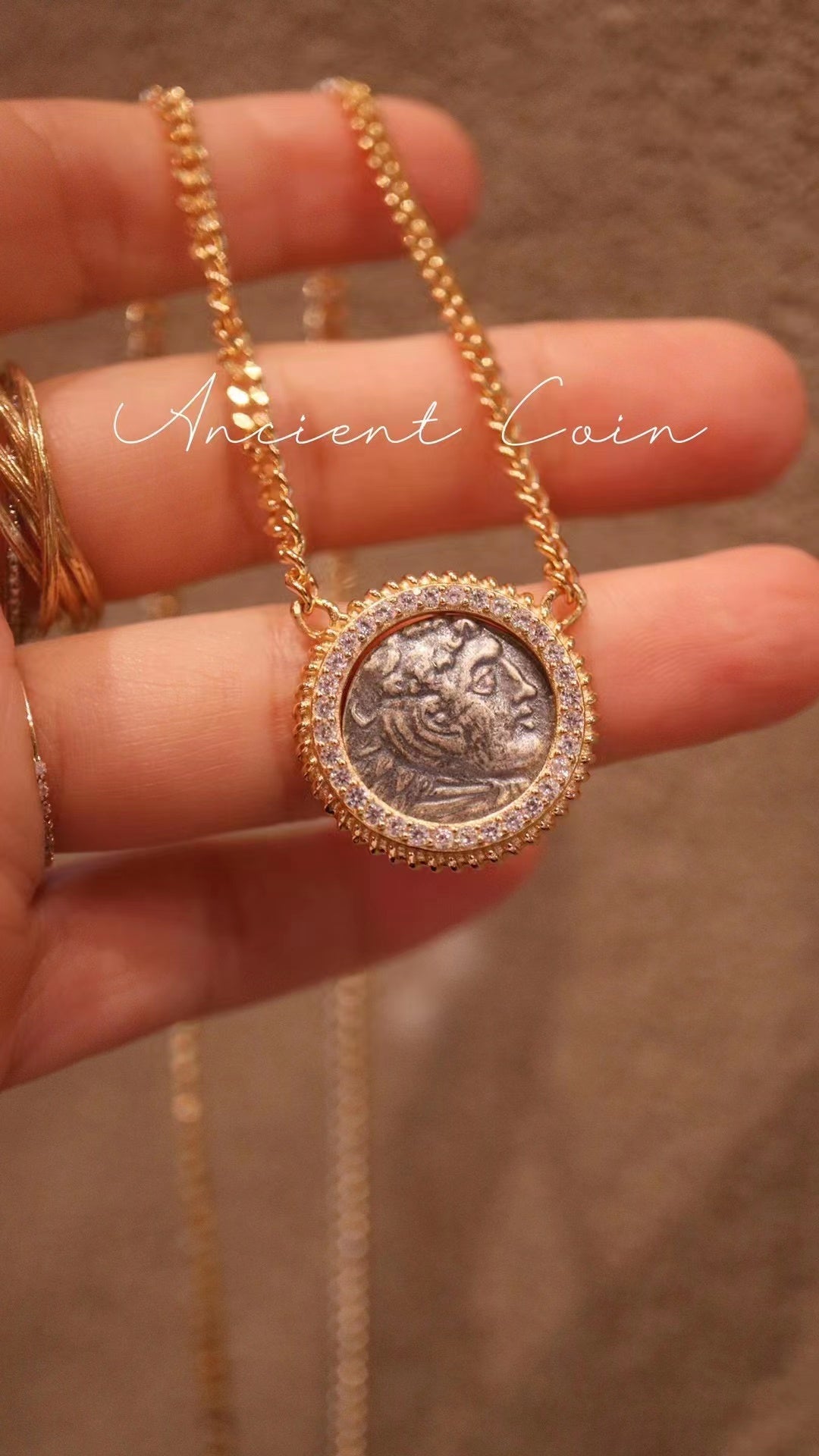 (N17) 925 Silver Necklace Ancient Coin Style $59