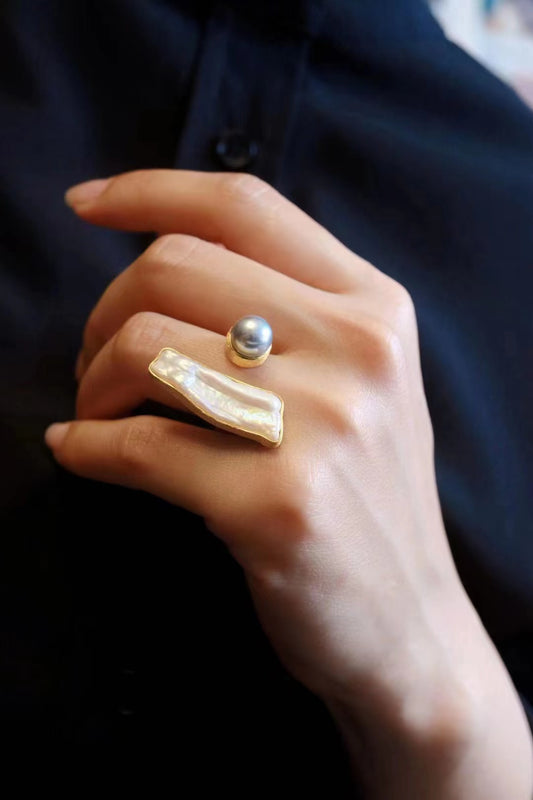 [R19] 925 Silver Baroque Madama Pearl Ring $79