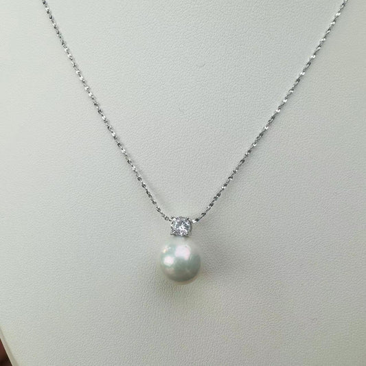 (N25) 925 Silver  Pearl Necklace$26