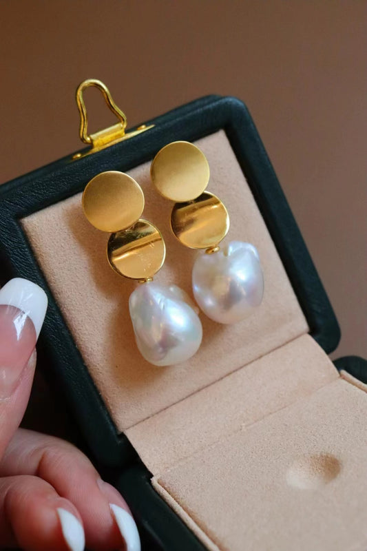 [E45] 925 Silver Baroque Pearl Earrings $65